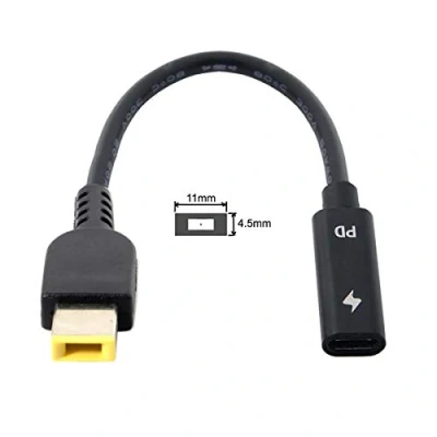 Afbeelding van Cablecc Oplaadkabel voor ThinkPad X1 Carbon, type C naar rechthoek 11.04.5mm stekker, PD Emulator Trigger