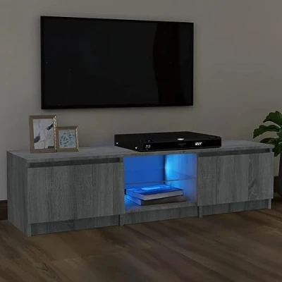 Afbeelding van vidaXL tv meubel met LED verlichting 140x40x35,5 cm grijs sonoma eiken, kast, hifi meubel, media verlichting, kast