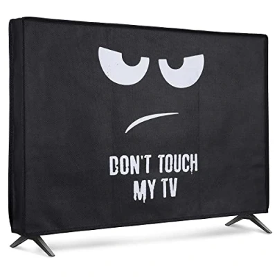 Afbeelding van kwmobile TV hoes Voor 24&quot; cover Beschermhoes televisie binnengebruik Don&#039;t Touch my design in wit / zwart