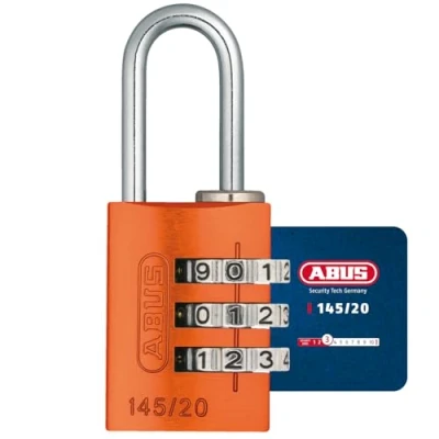 Afbeelding van ABUS Cijferslot 145/20 oranje kofferslot, kastslot en nog veel meer aluminium hangslot individueel instelbare cijfercode veiligheidsniveau 3
