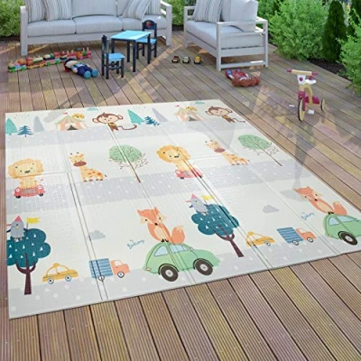 Afbeelding van Speelkleed Kruipkleed Kinderen Kleed Opvouwbaar Afwasbaar Omkeerbaar Dier Motief, Maat:150x200 cm, Kleur:Veelkleurig