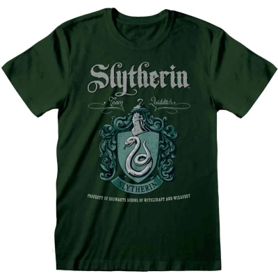 Afbeelding van Henry Tiger Harry Potter Slytherin Crest Tshirt print, Heren, Maat: Large, Bottle green