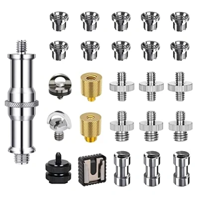 Afbeelding van Homeet 26 stuks camera schroef 1/4 inch op 3/8 schroefdraad, duimschroeven, statiefschroef, cameraschroeven, compleet voor kogelkop, statief, monopod, snelwisselplaat