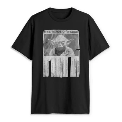 Afbeelding van Star Wars Woorden van wijsheid T shirt voor heren, ondoorzichtig, Zwart, 4XL