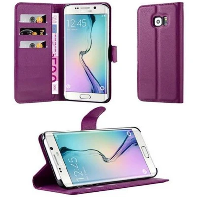 Afbeelding van Cadorabo Hoesje geschikt voor Samsung Galaxy S6 EDGE in MANGAAN PAARS Beschermhoes Cover magnetische sluiting Case