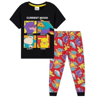 Afbeelding van Pokemon pyjama jongens kinderen 4 14 Jaar zomer winter nachtkleding bovendeel korte pyjamabroek lang, multi/zwart, 13