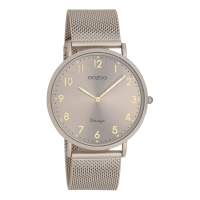 Afbeelding van OOZOO Vintage series taupe horloge met metalen mesh armband C20380