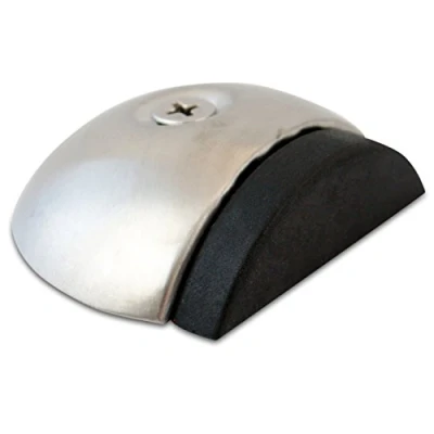 Afbeelding van Stoppwerk deurstopper vloer roestvrijstalen vloerstopper vlak met rubberen voor schroeven incl. bevestigingsmateriaal B:5,6cm H:1,7cm