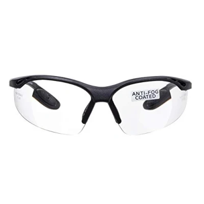 Afbeelding van voltX &#039;CONSTRUCTOR&#039; Veiligheidsleesbril (Doorzichtig +2,5 dioptrie) met Volledige lens CE EN166f Gecertificeerd ‘Wraparound’ Stijl inclusief Veiligheidskoord Headstop + UV400 Anti Condens Coating