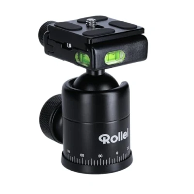 Afbeelding van Rollei Statief kogelkop voor Compact Traveler No1 aluminium zwart, professionele 360 graden statiefkop met frictie, 8 kg draagkracht en 3 waterpasjes. Incl. Acra Swiss snelwisselplaat, 22758