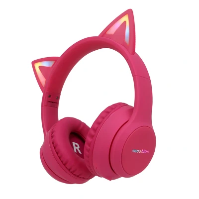 Afbeelding van Draadloze Kinderkoptelefoon LED Light Cat Ear Bluetooth Over Roze imoshion