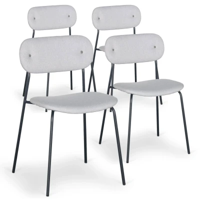 Afbeelding van Set van 4 moderne Stellair stoelen Grijs stof Menzzo
