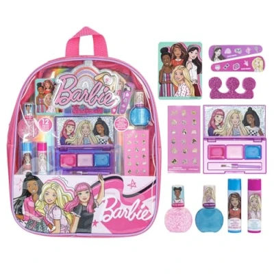 Afbeelding van Barbie. Townley Meisje Make up Gevulde Rugzak Set met 12 Stukken, inclusief Lip Balm, Nagellak, Nagelvijl, Haarbogen, en andere Accessoires, Leeftijden 3+ voor Partijen, Overnachten Makeovers