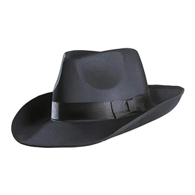 Afbeelding van W WIDMANN MILANO Party Fashion 2487G Gangsterhoed van satijn, zwart, Charleston, jaren 20, themafeest, carnaval