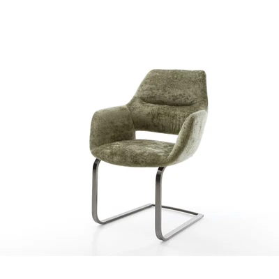 Afbeelding van DELIFE sledemodel Yago Flex met armleuning chenille olijfgroen vlak grafiet pocketveer kern