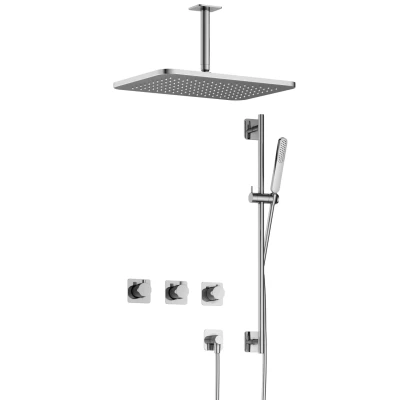 Afbeelding van Hotbath Gal Regendoucheset IBSGL70257 Chroom Staaf Handdouche 40cm Hoofddouche 15cm Plafondbuis met glijstang