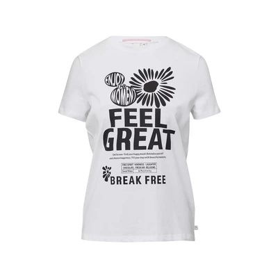Afbeelding van QS MIT Frontprint Tshirt print, Dames, Maat: XS, Weiß