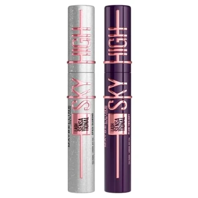 Afbeelding van Maybelline New York Mascara Lash Sensational Sky High Space Diamond Glitter Effect Flexibele Borstel + Plum Twilight Volumizing en Verlengende Paarse Kkleur Set van 2