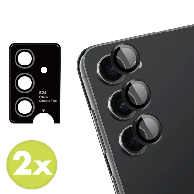 Afbeelding van 2 Pack Screenprotectors Samsung Galaxy S24 Plus: iMoshion Camera lens protector Glas Zwarte randen