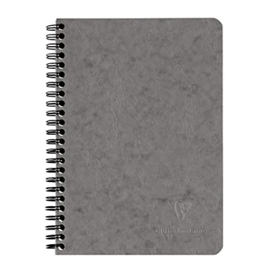 Afbeelding van Clairefontaine 785665C Collectie Age Bag Notitieboek in grijs A5 14,8x21cm 120 pagina&#039;s losse gelinieerde + 3 tussenvoegsels met opbergvakken gelamineerd karton korrelige leren cover