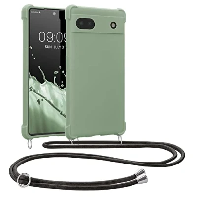 Afbeelding van kwmobile telefoonhoesjegeschikt voor Google Pixel 6a Hoesje van siliconen met telefoonkoord In grijsgroen