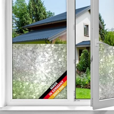 Afbeelding van d c fix Raamfolie, static, premium splinter UV inkijkbescherming, aan beide zijden ondoorzichtig, statisch zelfklevend, voor badkamer, raam, keuken, glazen deur, melkglasfolie, zichtwerende folie,