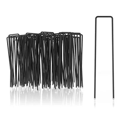 Afbeelding van COM FOUR® 100x grondankers van koolstofstaal robuuste grondpennen voor het bevestigen onkruidvlies en folies tuin camping vierkant (100 stuks 150x25x3mm)