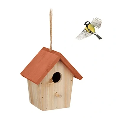 Afbeelding van vogelhuisje decoratie hangend 16 x 15 11 cm hout