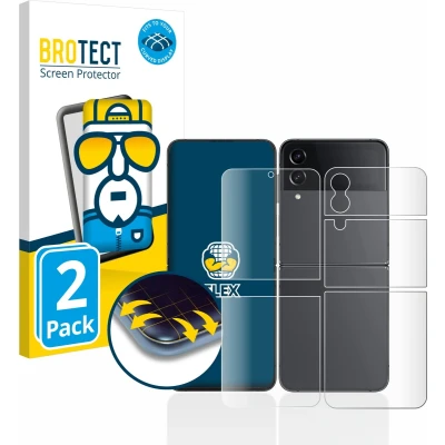 Afbeelding van BROTECT Screenprotector voor Samsung Galaxy Z Flip 4 (Voor+Achter) Folie Beschermfolie transparant volledig dekking (2 Stuks)