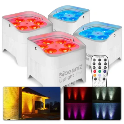 Afbeelding van BeamZ BBP96SW Set van 4 accu uplights met 12W LED&#039;s en draadloze DMX