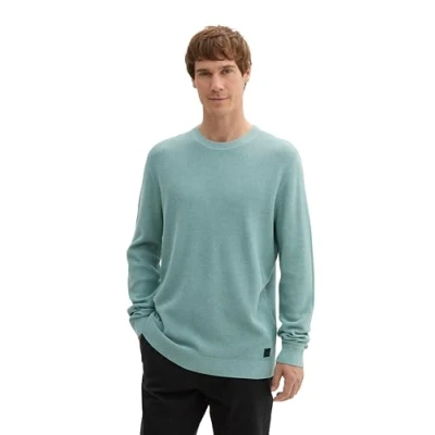 Afbeelding van TOM Tailor Strukturierter Rundhals Trui, Heren, Maat: 3XL, Mineral stone blue melange