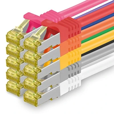 Afbeelding van Cat.7 Ethernet Cable Gigabit LAN Netwerkkabel RJ45 1m 10 kleuren stuks Cat7 Kabel netwerk ruwe Gb s SFTP PIMF LSZH set Patchkabel met Rj 45 connector Cat.6a