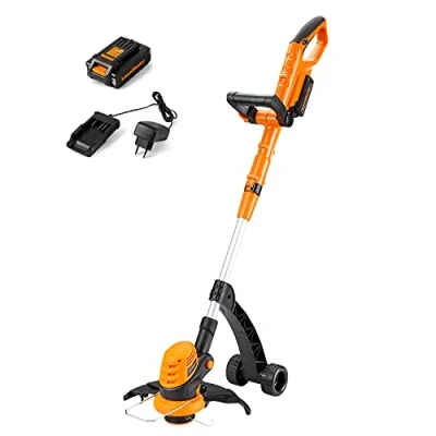 Afbeelding van Lawnmaster Bosmaaier Draadloze Trimmer 24V 2.0Ah, Verstelbare Aluminium Steel, Elektrische Grasmaaier, 25 cm Maaidiameter en 1.65 mm Snoer 1 * Batterijen Inbegrepen