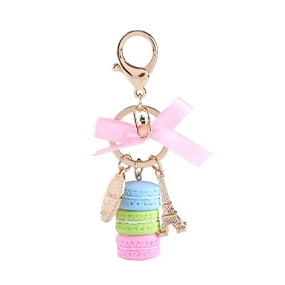 Afbeelding van Hars En Legering Sleutelhanger Leuke Macaron Vormige Met Eiffeltoren (Blauw)