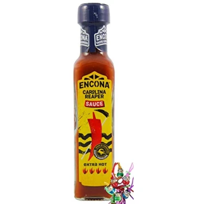 Afbeelding van yoaxia ® Merk Set [142 ml] Carolina Reaper Chilli Saus / scherpe Chili + een klein gelukspoetje houten poppetje