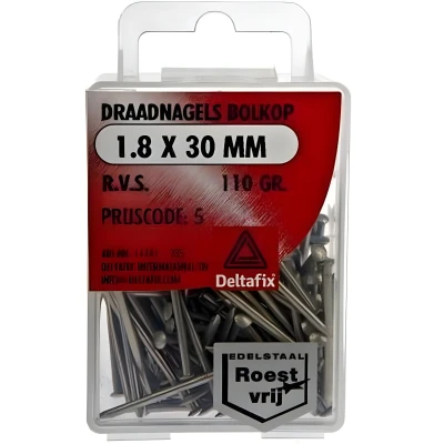 Afbeelding van Draadnagel bolkop RVS 1.8x30mm