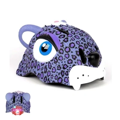 Afbeelding van Crazy Safety Kinderfietshelm Paarse Luipaard S/M 49 55 cm verstelbaar