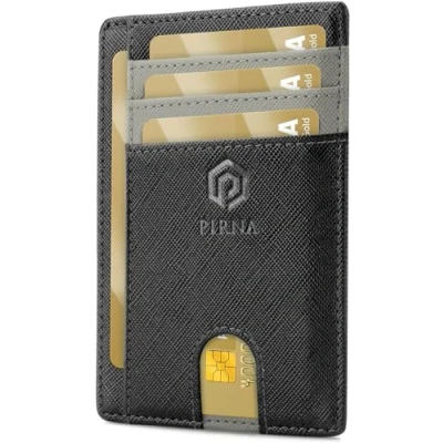 Afbeelding van Slim Wallet Creditcardhouder met ID venster en vak voor snelle toegang heren dames portemonnee klein RFID bescherming mini mannen inclusief