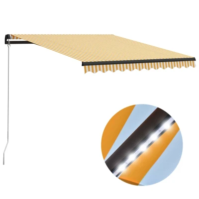 Afbeelding van Luifel handmatig uittrekbaar met LED 300x250 cm geel en wit
