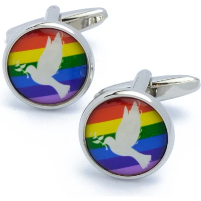 Afbeelding van Manchetknopen Regenboog Duif