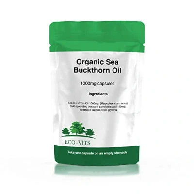 Afbeelding van ECO VITS Biologische SEA Duindoornolie (1000mg) 240 CAPS Recyclebare PACAKAGING