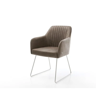 Afbeelding van Armleunstoel Greg Flex slipframe roestvrij staal taupe vintage