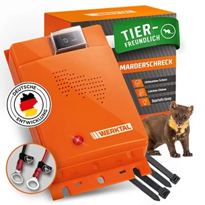 Afbeelding van Werktal Marterverschrikker voor de auto, effectieve bescherming tegen knaagdieren in motorruimte, met ultrasoon geluid en flitslicht, werkt op autobatterij