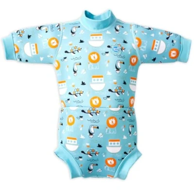Afbeelding van Splash About Happy Nappy Baby wetsuit met herbruikbare zwemluier, Noah&#039;s Ark 12 24 Maanden