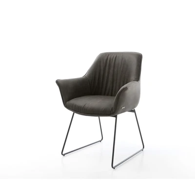 Afbeelding van Armleunstoel Keila Flex met armleuning slipframe zwart antraciet vintage