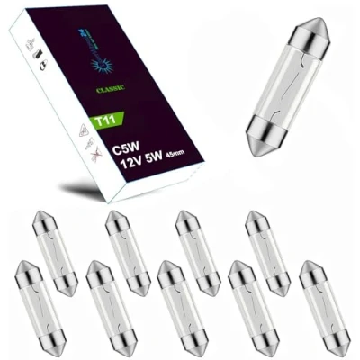 Afbeelding van LIGHTWORLD24 10 x Soffitte 12V 5W C5W SV8,5 45 mm kentekenplaatverlichting, gloeilamp, auto, interieur, kofferbak, handschoenenvak