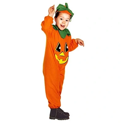 Afbeelding van Widmann Pompoen Kostuum Kleine Oranje Grijnzende Kind Maat 104 Halloween Verkleedkleding