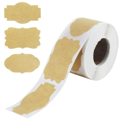 Afbeelding van 300 stuks etiketten, zelfklevende stickers om te beschrijven, jam, etiketten met kraftpapier, kruidenetiketten, 50 x 30 mm, universele huishoudetiketten, keuken, jam