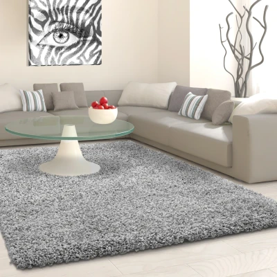 Afbeelding van Basic Shaggy vloerkleed Lichtgrijs Hoogpolig 120x170 cm