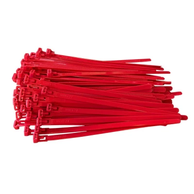 Afbeelding van Kortpack Rode Hersluitbare Kabelbinders 200 Mm Lang X 7.6 Rood (100 Stuks)